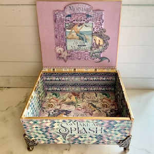 Mermaid Jewelry Box, Upcycled Cigar Box, Born to be a Mermaid Decor, Ocean-Themed Storage, Handmade Gift, Mermaid Gift, Fantasy Jewelry Box