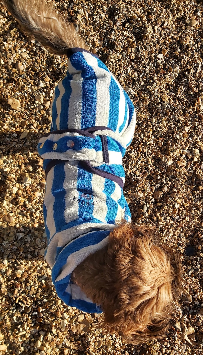Harbour Hounds Sea Blue/Sea Salt Dog Drying Robe Dog Drying Towel Dog Beach Towel image 5