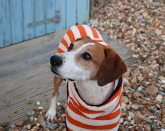 Harbour Hounds Orange/Sea Salt Dog Dry Robe - Serviette de séchage pour chien - Serviette de plage pour chien