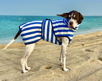 Harbour Hounds Sea Blue/Sea Salt Robe de séchage pour chien – Serviette de séchage pour chien – Serviette de plage pour chien