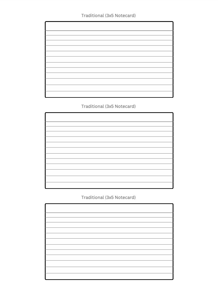 Notecard Template Blank, Lined, and Grid, Test Cheat Sheet Notecard - Etsy