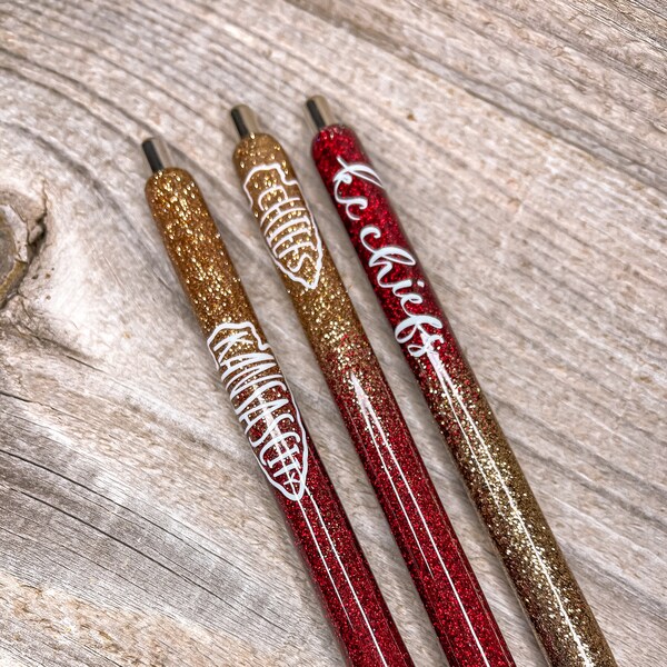 Bolígrafos KC Chiefs / Bolígrafos Chiefs Glitter / Bolígrafos Kansas City Chiefs / Bolígrafos Kansas City / Bolígrafos Glitter
