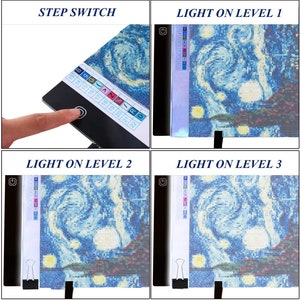  LOVAPO A1 Tracing Light Pad for Diamond Painting Stepless  Dimming 10-Level Brightness Portable 0.31 Ultra Large-Thin LED Lightbox  with USB Cable for Artists Drawing Sketching,Light pad A1
