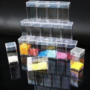 2 Pack Diamond Painting Storage Containers, 120 Grids Beads Organizer Box  with Label Stickers, Plastic 5D Embroidery Accessories Storage Case Jars  for DIY, Art, Craft, Rhinestone, and Seed Beads