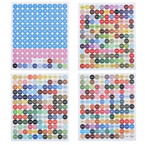 Tiny Round Multicolor DMC Diamond Painting Labels, 572 Color DMC Stickers for Flip Top Diamond Containers, Organization and Storage Box