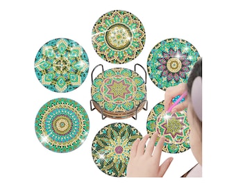 5D Diamond Painting Coaster Mandala Creative Placemat Coaster DIY Single Side Stick Diamond