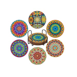 8 Pcs Diamond Art Coasters, Mandala Diamond Painting Kits for Adults Kids  Beginners, Diamond Painting Coasters Art Craft Supplies for Birthday Gift