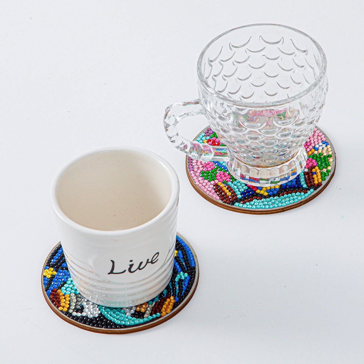 6 Pcs Diamond Painting DIY Coasters, Mandala Pattern Flower Shape 5D ...