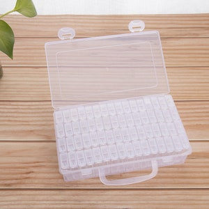 64 Grids Diamond Painting  DIY Art Craft Storage Containers Plastic Box with 112 pcs Label Stickers
