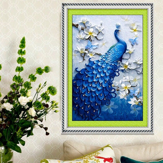 5D DIY Partial Drill Special Shaped Diamond Embroidery Adults Kids Art Crafts Diamond Embroidery Paintings Wall Art (Blue+Red)