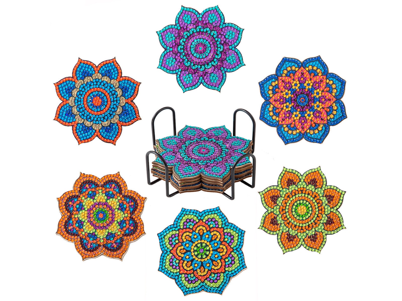 GATYZTORY 6pc/sets Diamond Painting Coasters Kits 5D Flower Drinks