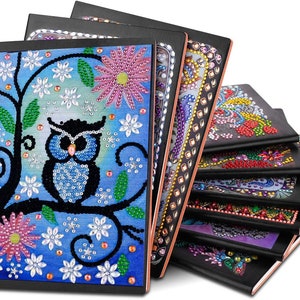 5D DIY Diamond Painting Night Owl Pattern Wide Line Journal  Notebook With Crystal Rhinestone