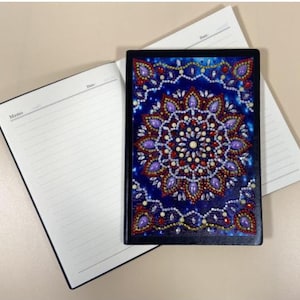 5D DIY Dark Blue/Purple Mandala Geometric Floral Pattern Journal Notebook With Crystal Rhinestone Diamond Embroidery