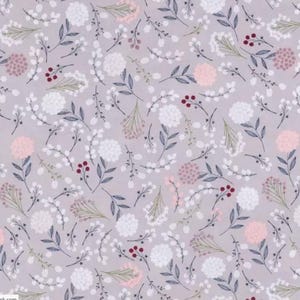 Berry Leaf Motif, 100% Cotton Fabric by the Yard, Quilt Fabric, Apparel Fabric, Home Decor Fabric, Crafts, Navy & Merlot on Gray Background