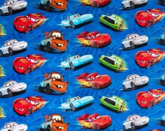 Disney Cars on Blue, Lightning McQueen, Mater, 100% Cotton Fabric by the Yard, Quilt Fabric, Apparel Fabric, Home Decor Fabric, Crafts, Boys