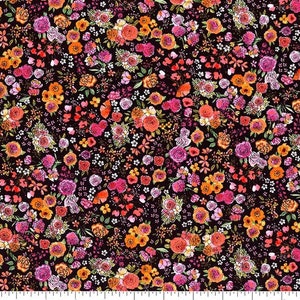 Small Florals by Timeless Treasures, 100% Cotton Fabric by the Yard, Quilting, Apparel Fabric, Home Decor Fabric, Crafts, Black Background