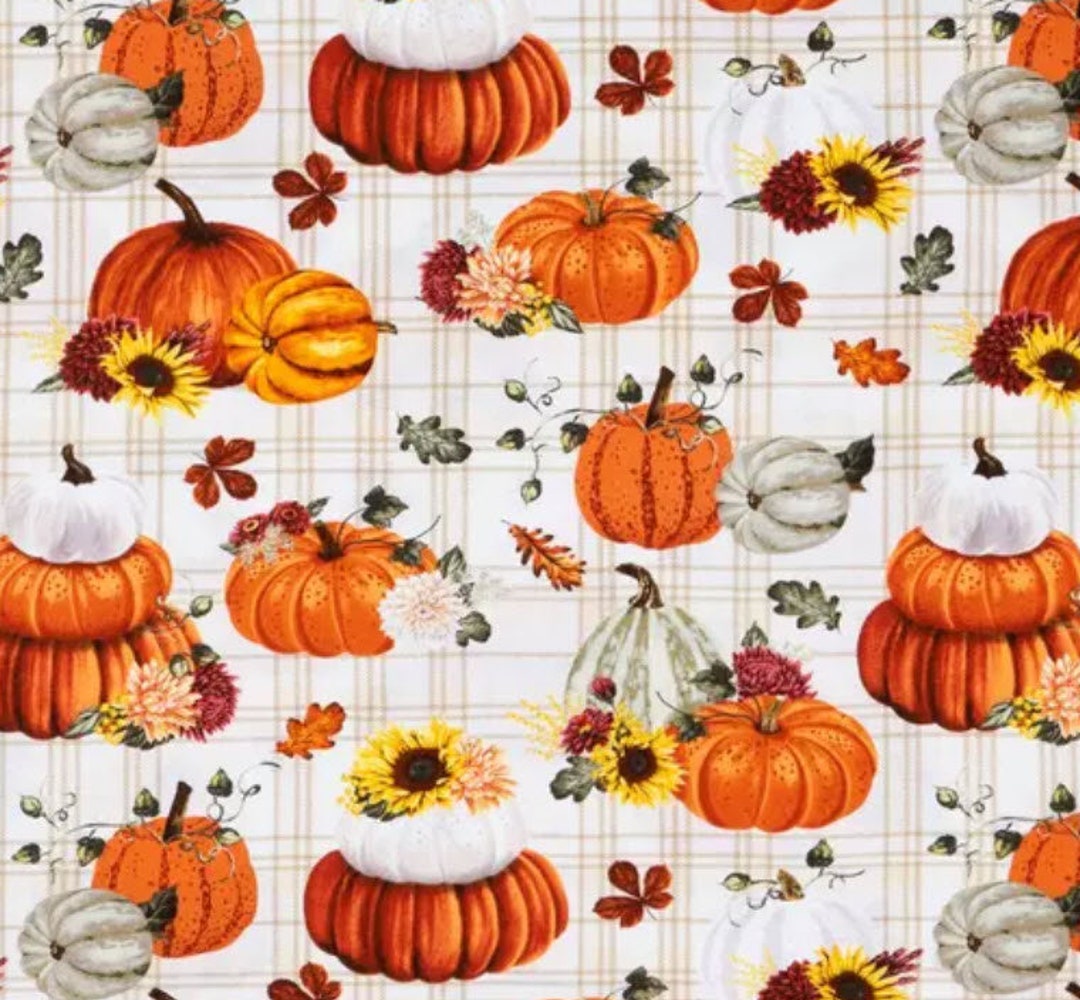 Sale***harvest Pumpkins Plaid, 100% Cotton Fabric by the Yard, Quilting ...