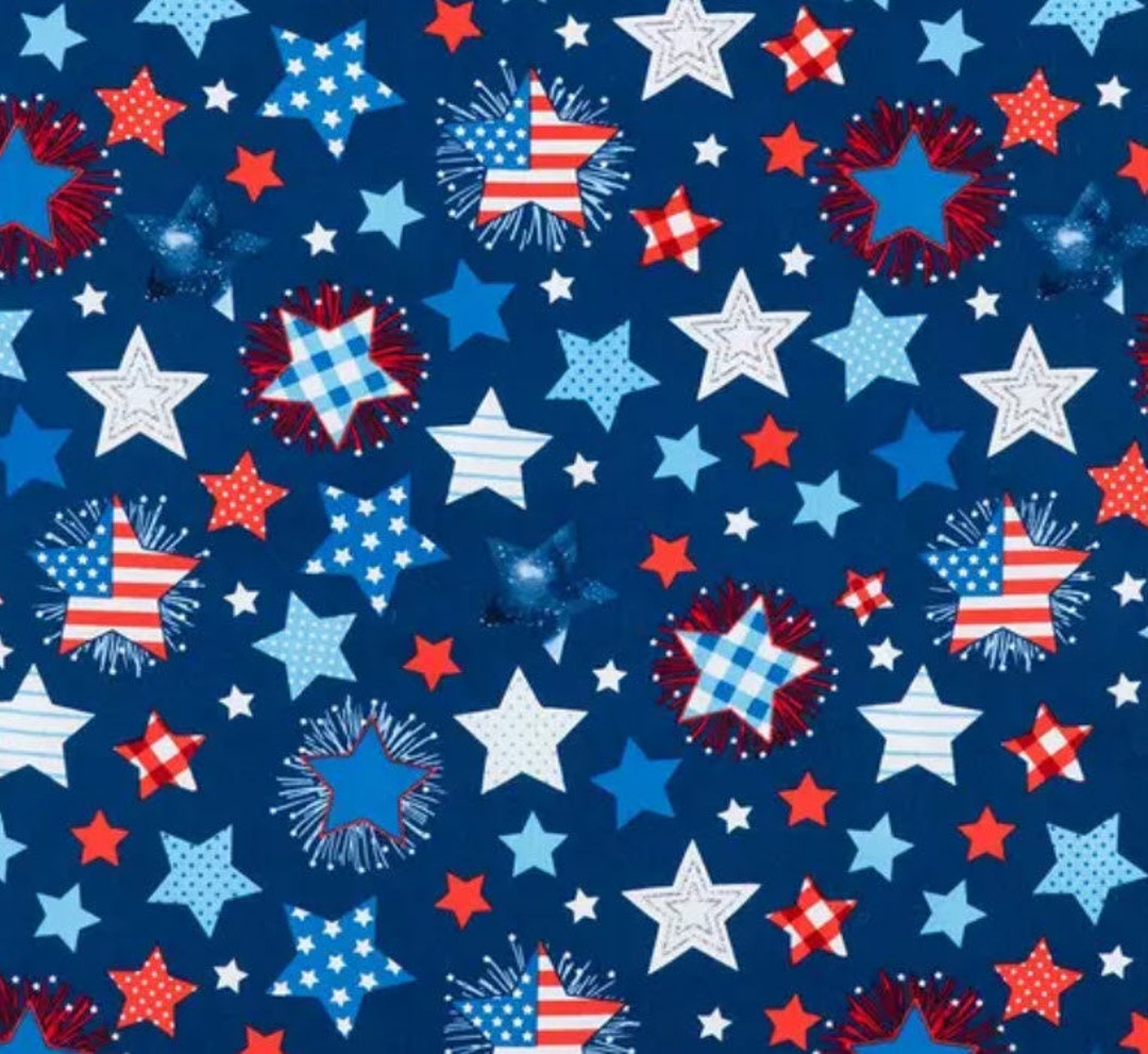 Patterned Stars, 100% Cotton Fabric by the Yard, Quilting, Apparel ...