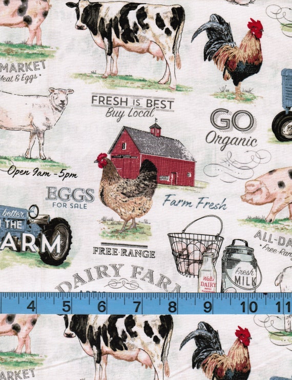 Farm Life 100% Cotton Fabric by the Yard Quilt Fabric | Etsy