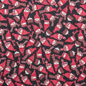 Bundled Up Snowmen,100% Cotton Fabric by the Yard, Quilting, Apparel, Home Decor, Crafts, Christmas, Black Dot Background, Holiday Print