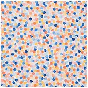 Coral Navy Dot, 100% Cotton Fabric by the Yard, Quilt Fabric, Apparel Fabric, Home Decor,Crafts, White Background, Blue, Pink, Coral, Orange