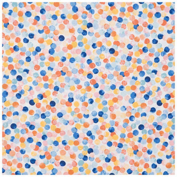 Coral Navy Dot, 100% Cotton Fabric by the Yard, Quilt Fabric, Apparel Fabric, Home Decor,Crafts, White Background, Blue, Pink, Coral, Orange