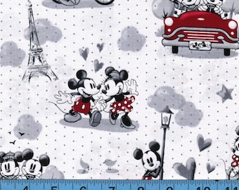 Disney Mickey & Minnie Vintage Romance, 100% Cotton Fabric by the Yard,Quilt Fabric, Apparel Fabric, Home Decor Fabric, Craft Projects, Fun