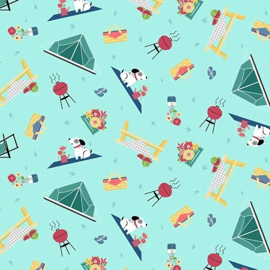 Adventure Time Blue Camping Toss by Wilmington Prints, 100 Cotton