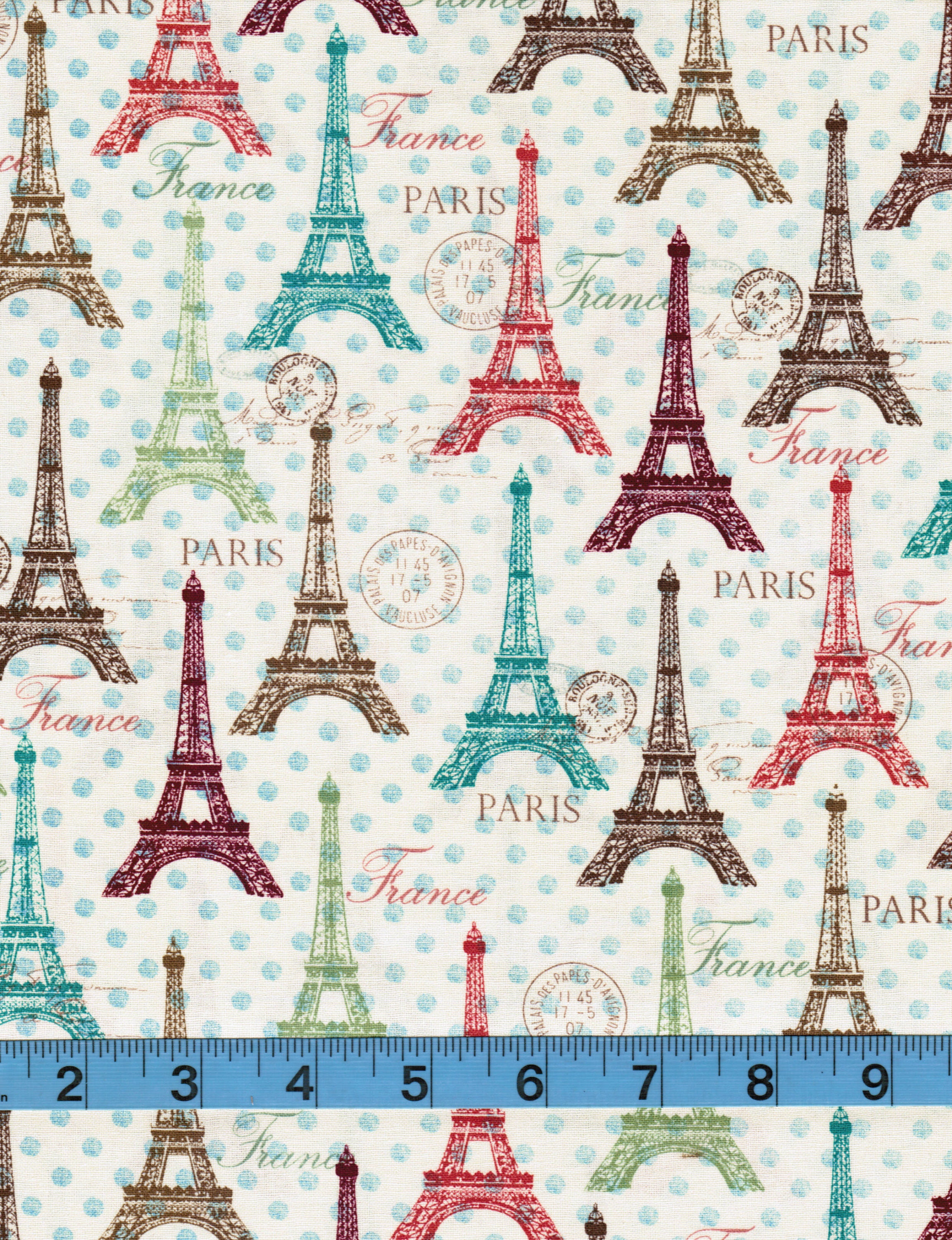 Four Seasons Paris Eiffel Tower 100% Cotton Fabric by the | Etsy