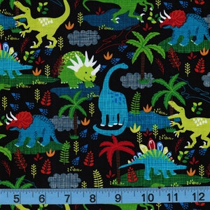 Andrew James Dinosaurs,100% Cotton Fabric by the Yard,Quilting,Apparel,HomeDecor,Crafts,Plants,Navy,Hi-Fashion Fabrics by Timeless Treasures