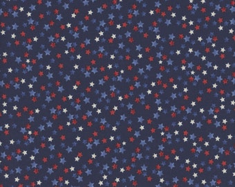 Stars by Timeless Treasures, 100% Cotton Fabric by the Yard, Quilt Fabric, Apparel, Home Decor, Crafts, Navy Background,Blue Red White Stars