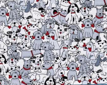 Bella James Playful Pups, 100% Cotton Fabric by the Yard, Quilting, Apparel, Home Decor, Crafts, Hi-Fashion Fabrics by Timeless Treasures