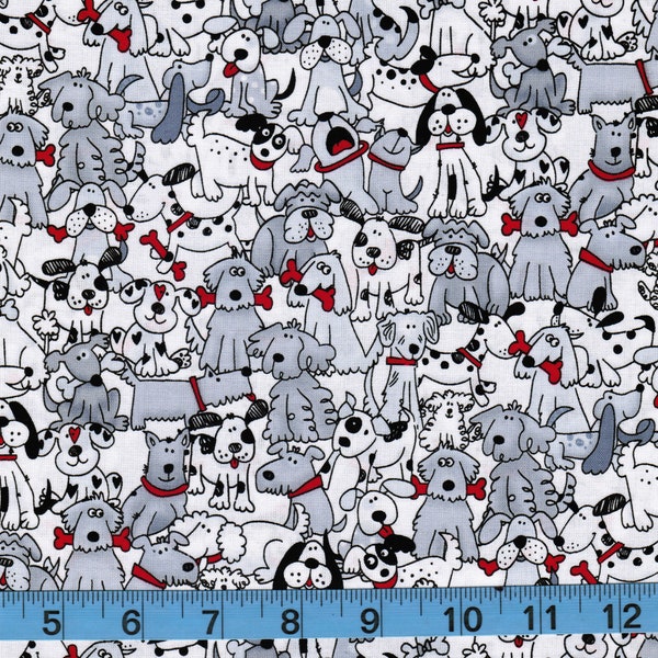 Bella James Playful Pups, 100% Cotton Fabric by the Yard, Quilting, Apparel, Home Decor, Crafts, Hi-Fashion Fabrics by Timeless Treasures