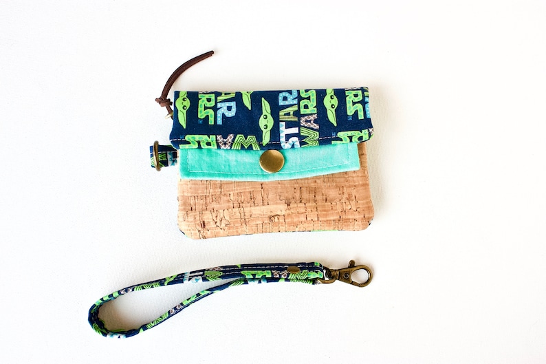 Cork Wallet Minimalist Wallet Small Wallet Star Wars Wallet Wristlet Disney Wallet Baby Yoda Wallet
