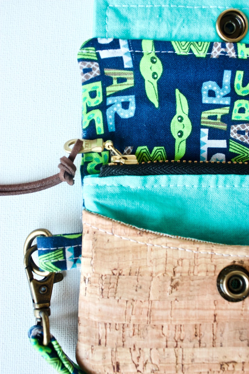 Cork Wallet Minimalist Wallet Small Wallet Star Wars Wallet Wristlet Disney Wallet Baby Yoda Wallet