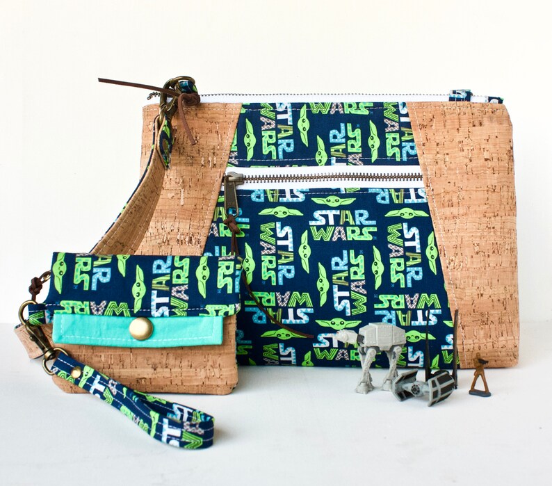 Cork Wallet Minimalist Wallet Small Wallet Star Wars Wallet Wristlet Disney Wallet Baby Yoda Wallet