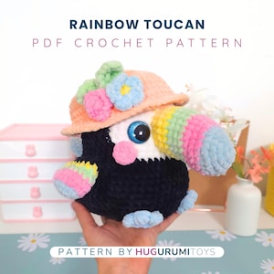 Rainbow Toucan Medium size Crochet Amigurumi Pattern - Bird Amigurumi Hugurumitoys