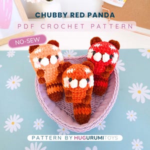 Chubby Red Panda No-Sew  Crochet Pattern, Amigurumi PDF, Fast Fall Autumn Crochet Toy, Market Best Seller, Digital Download