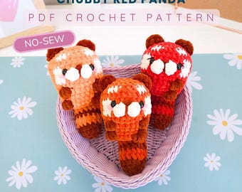 Chubby Red Panda No-Sew  Crochet Pattern, Amigurumi PDF, Fast Fall Autumn Crochet Toy, Market Best Seller, Digital Download