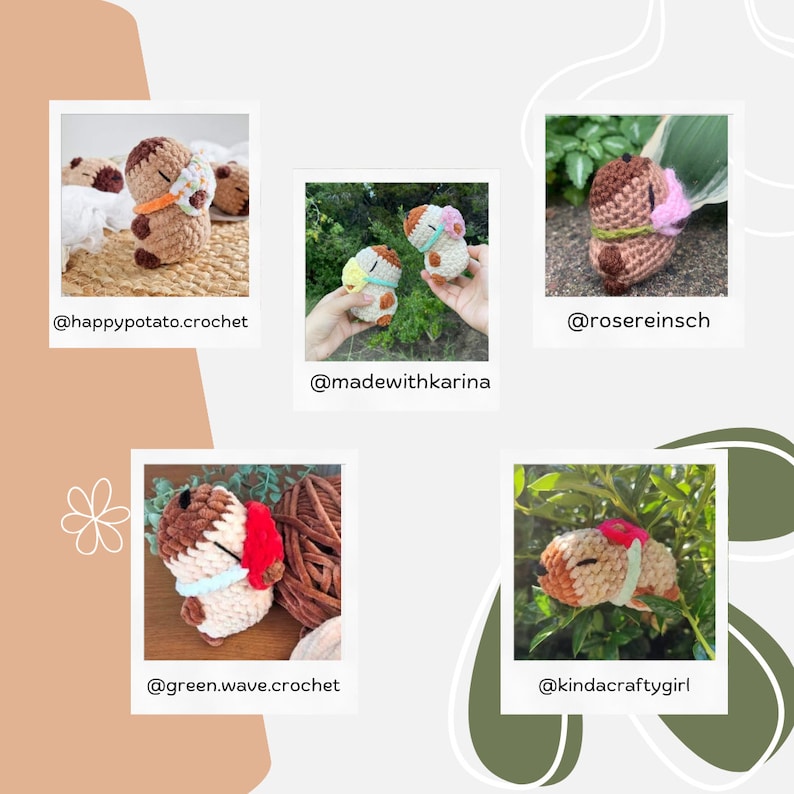 Pu&ograve; includere: Una collezione di figure di animali all'uncinetto in varie pose e ambientazioni. Le figure sono principalmente marroni, beige e bianche, con accenti di arancione, blu e rosa. Ogni figura ha un design unico, alcune con accessori.
