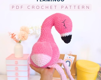 Crochet pattern - Felix the snuggle Flamingo - Amigurumi animals - Hugurumitoys