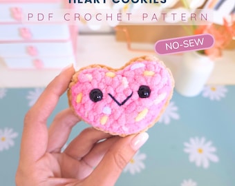 Heart Cookie No-Sew Amigurumi Crochet Pattern PDF