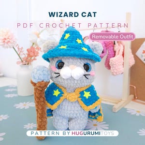 Wizard Cat Crochet Pattern: Amigurumi Plush Toy with Cape & Hat (PDF Pattern)