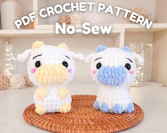 2 in 1 Crochet patterns - Cows plushie -No-sew amigurumi - Hugurumitoys