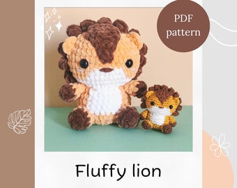 Crochet pattern - Fluffy and Mini Lion - Amigurumi animals - Hugurumitoys