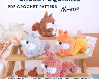 No-Sew Squirrel Crochet Pattern, Amigurumi PDF, Fast Fall Autumn Crochet Toy, Market Best Seller, Digital Download