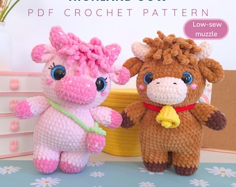 Highland Cow Amigurumi Pattern PDF –  Low-Sew Muzzle