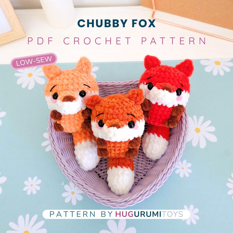 Chubby Fox Low-Sew Crochet Pattern, Amigurumi PDF, Fast Fall Autumn Crochet Toy, Market Best Seller, Digital Download image 1