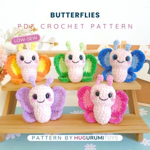 Butterfly Crochet Pattern: Low Sew Amigurumi Plushie (PDF Pattern) imagen 2