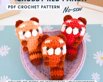 Chubby Red Panda No-Sew  Crochet Pattern, Amigurumi PDF, Fast Fall Autumn Crochet Toy, Market Best Seller, Digital Download